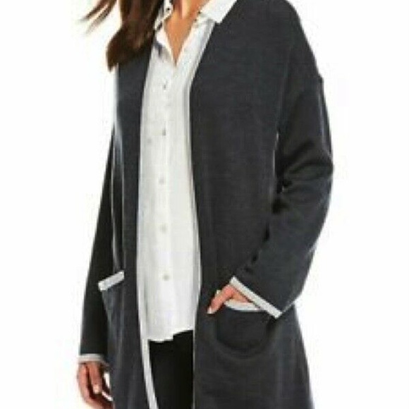 NWT 368.00 EILEEN FISHER MERINO WOOL CARDIGAN CHARCOAL Jacket - Picture 3 of 5